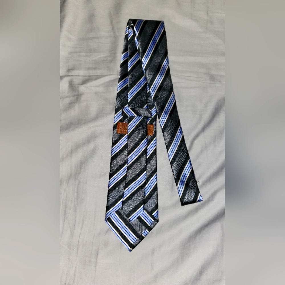Tasso Elba Blue Gray Striped Tie